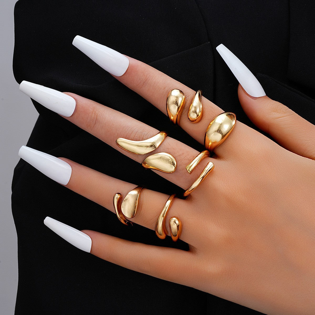 Drop Glossy Suit Piece Set Personality Creative Trend Rings