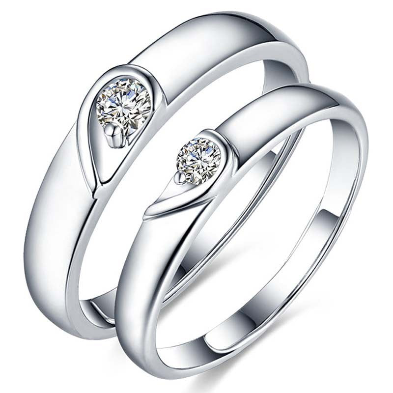 Women's & Men's Couple Fashion Simple Fight Loving Heart With Rings