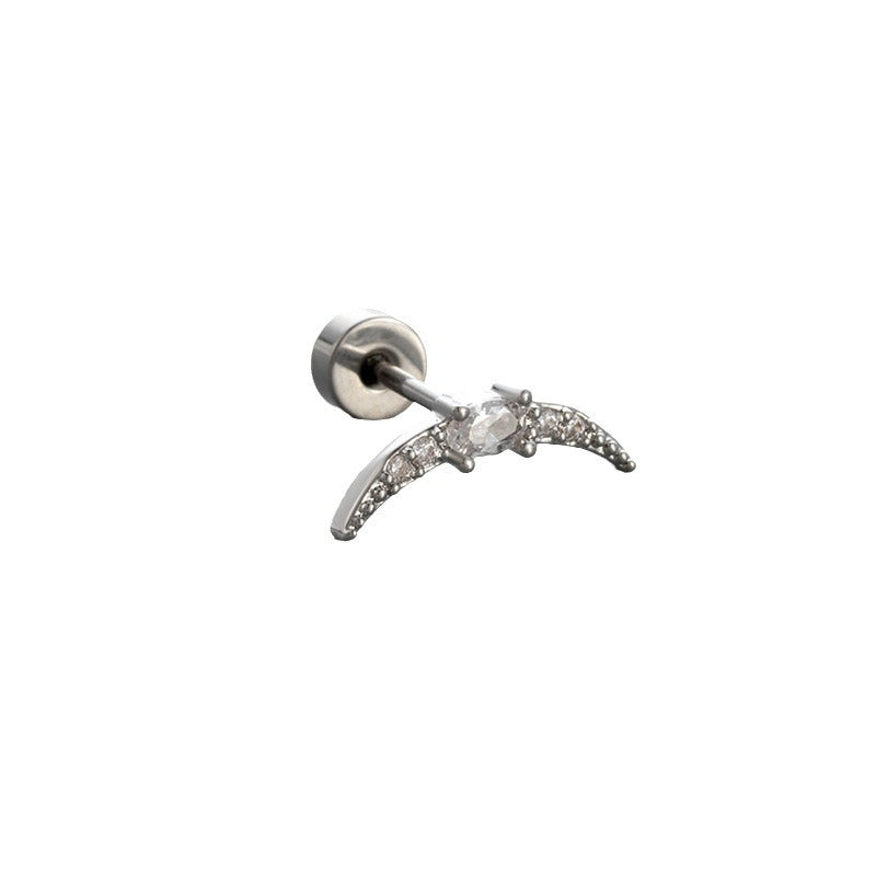 Zircon Ear Bone Titanium Steel Screw High-grade Earrings