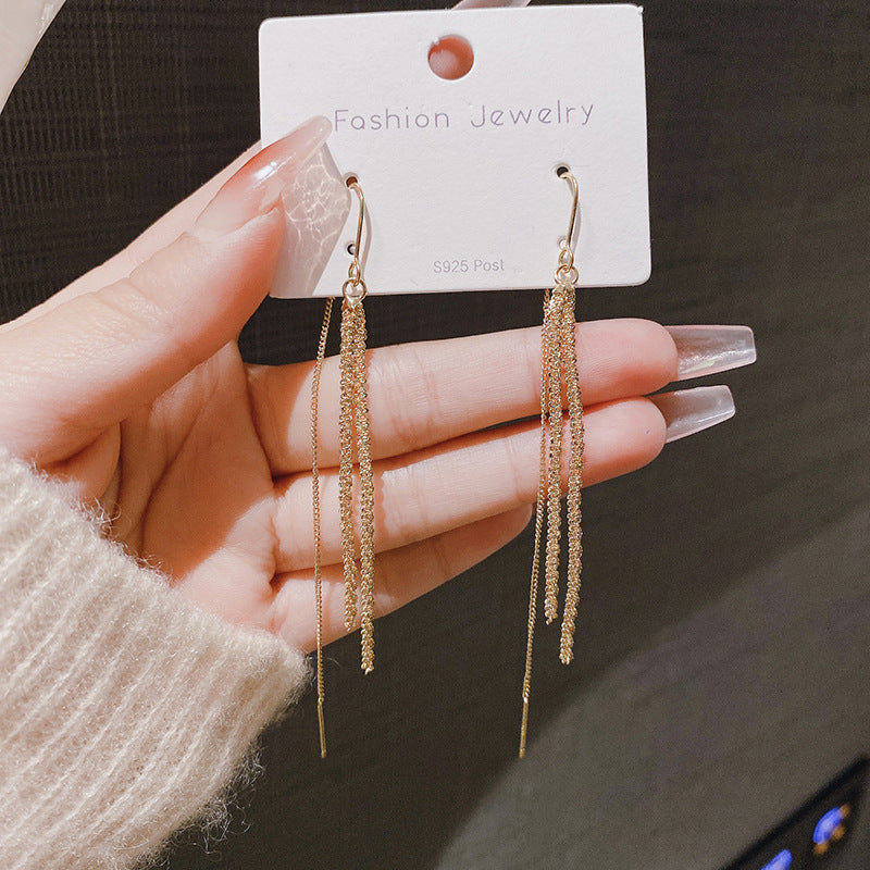 Women's Temperament Fashion Metal Sense Long Fringed Earrings