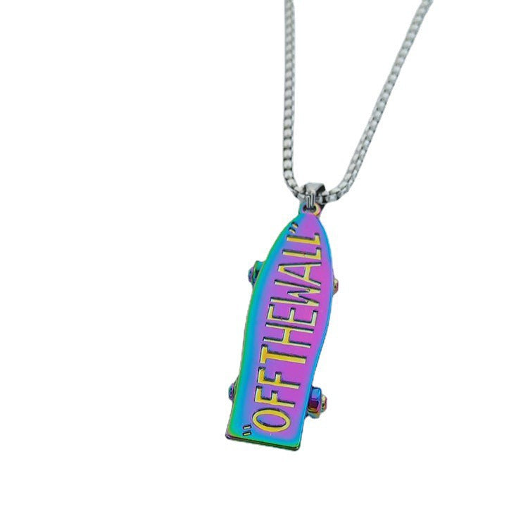 Children's Color Letters Skateboard Trendy Street Personality Necklaces