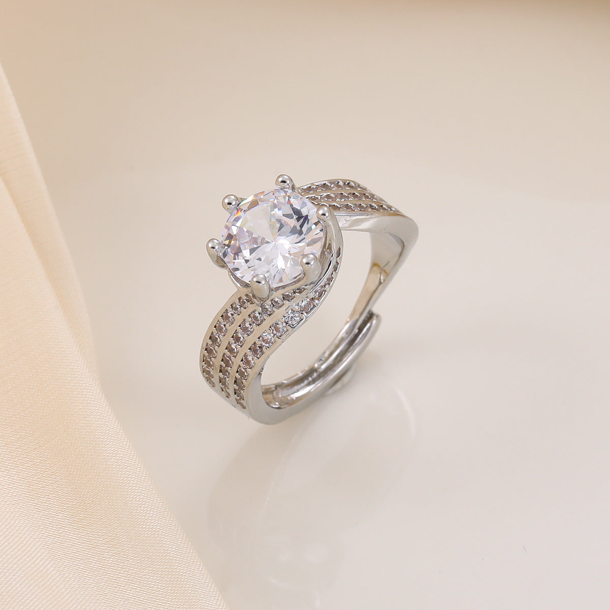 Imitation Moissanite Female Frame Zircon Wedding Ring