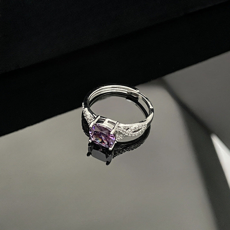 Purple Diamond Zircon High-grade Temperament Open Female Cold Style Rings
