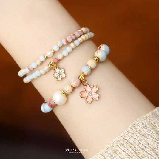 Double Layer Twin Cherry Blossom Female Bracelets