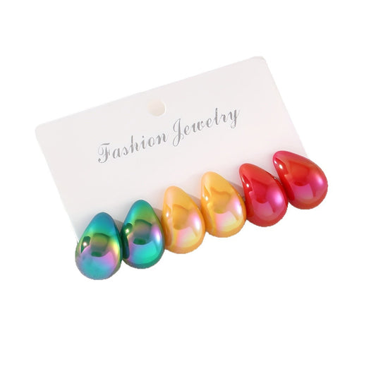 Women's Stylish Water Drop Trendy Unique Smooth Simple Exquisite Match Stud Earrings