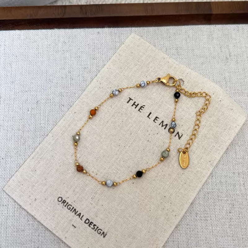 Natural Stone Stitching Spacer Beads Simple Bracelets