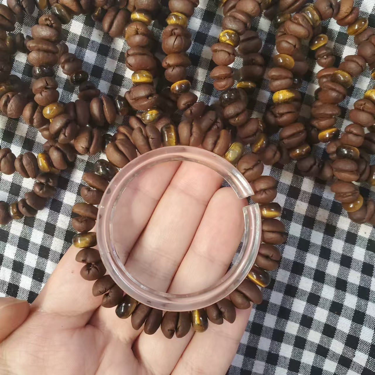 Coffee Bean Ebony Kitten Head Passion Fruit Seed Bracelets