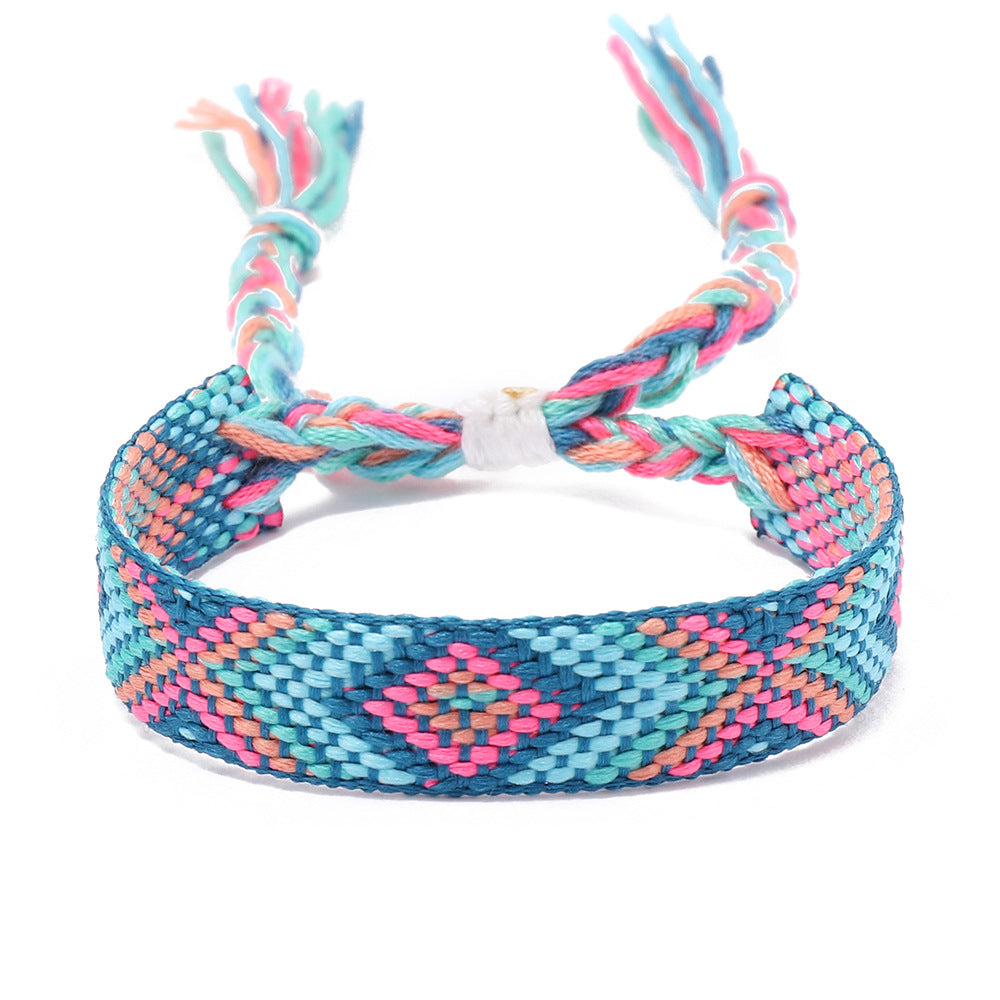 Women's Style Plaid Cotton Linen Colorful Nepal Bracelets