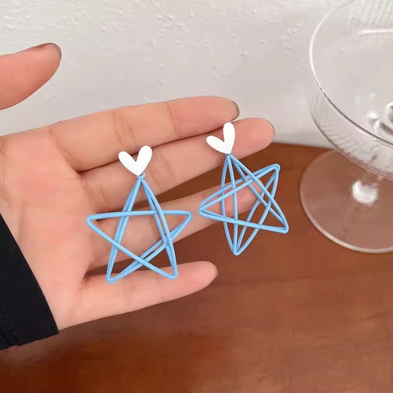 Fresh Sweet Cartoon Bunny Bear Love Heart Minority Design Refined Stud Earrings