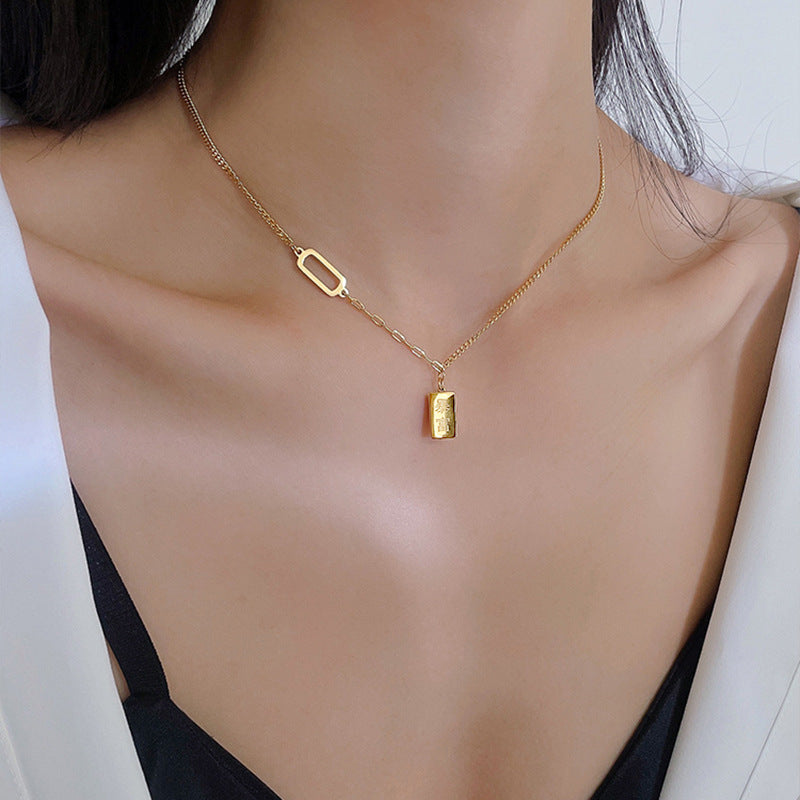 No Fading Rich Gold Brick High-grade Design Necklaces