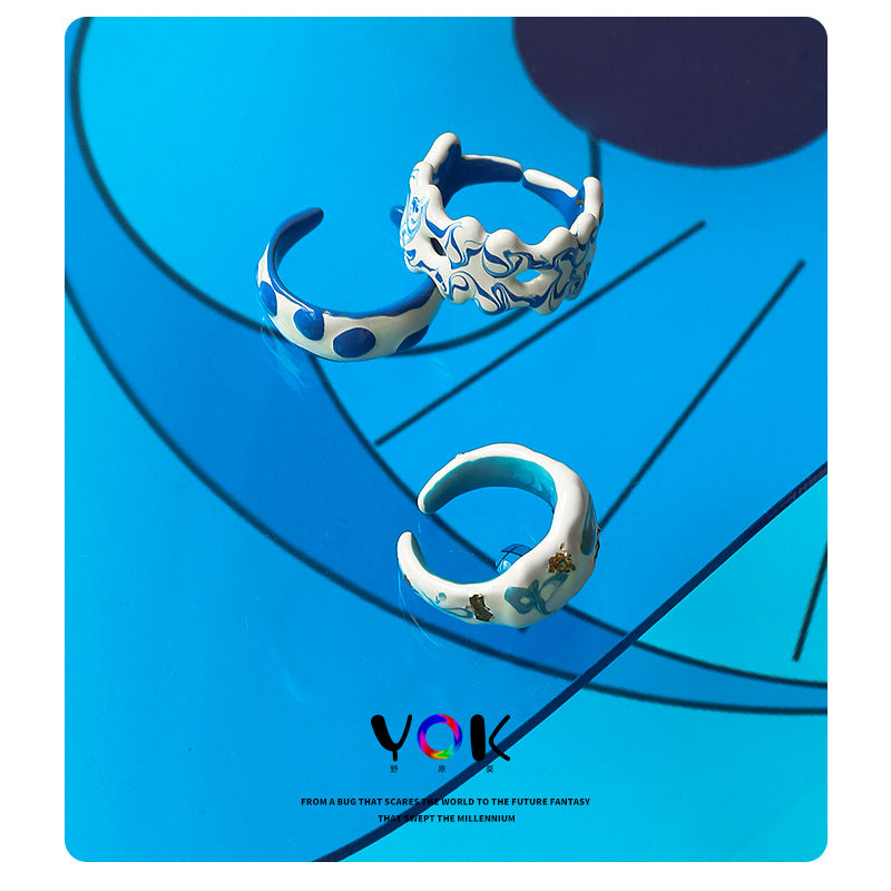 Women's Dopamine Personalized Minority Ink Feeling Handmade Rings