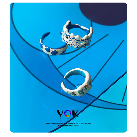 Women's Dopamine Personalized Minority Ink Feeling Handmade Rings