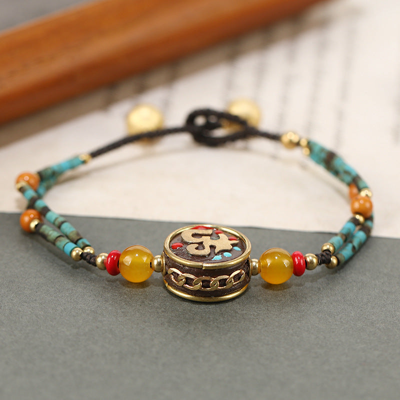 Women's Nepal Woven Ethnic Style Retro Unique Bell Bracelets