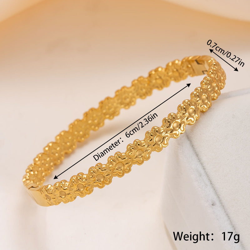 Titanium Steel Fashion Gold-plated Open Wheat Stainless Bracelets