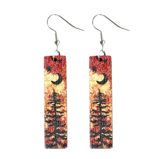 Natural Texture Color Simple Night Forest Earrings