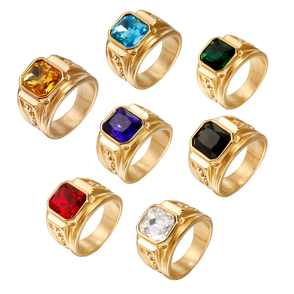 Men's Vintage Gem Dragon Titanium Steel Diamond Ring