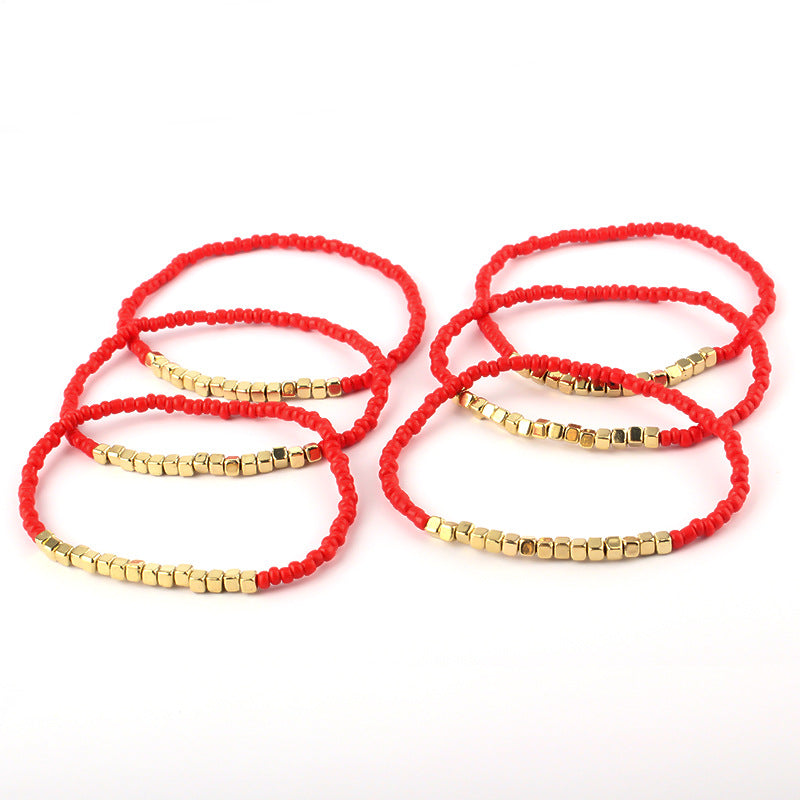 Suit Adjustable Gold Square Spacer Beads Bracelets