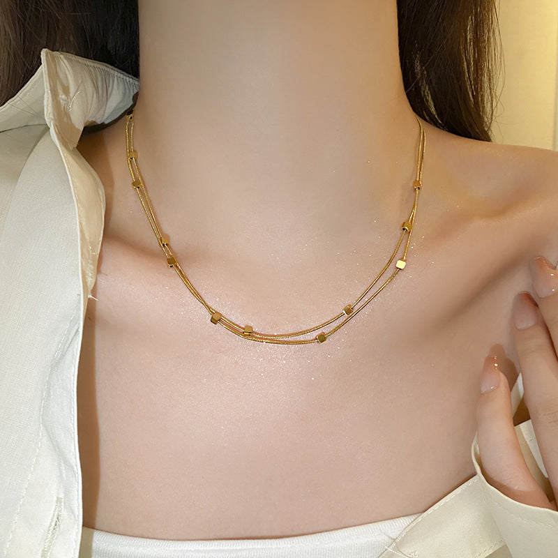 Women's Square Light Luxury Design Sense Niche Clavicle Chain Necklaces