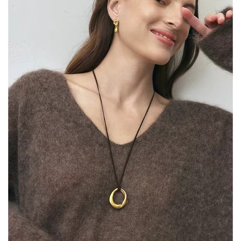 Style Condensation Leather Rope Long Light Luxury Necklaces