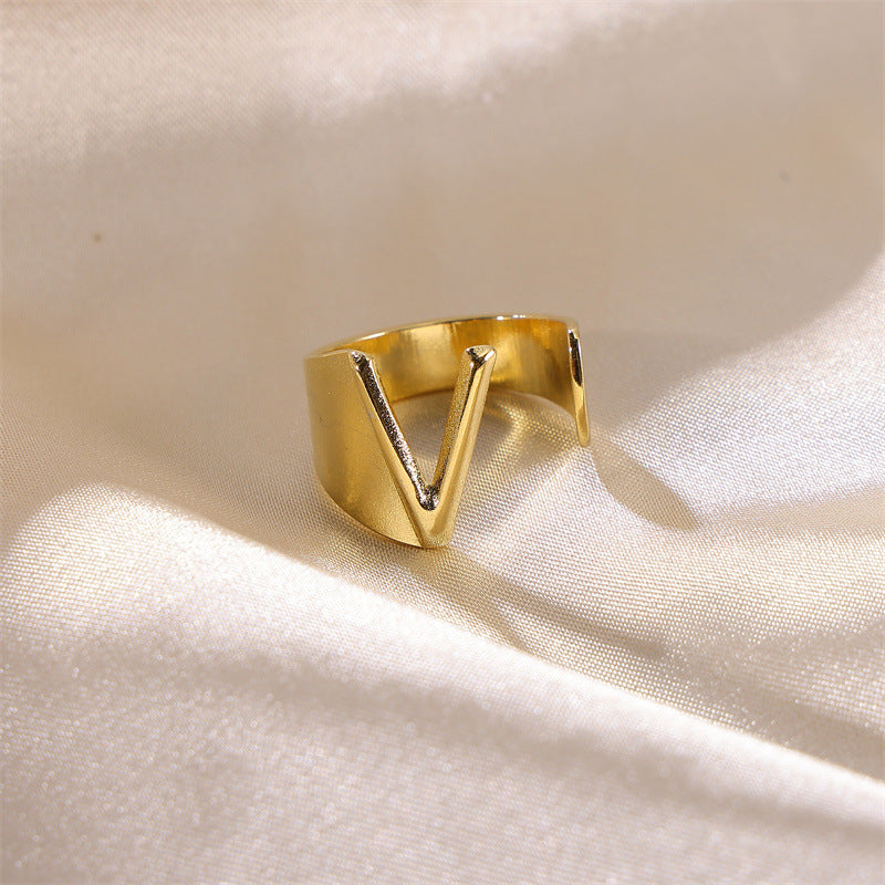 Letters Female Style Fashion Knuckle Personality Vintage Stainless Rings