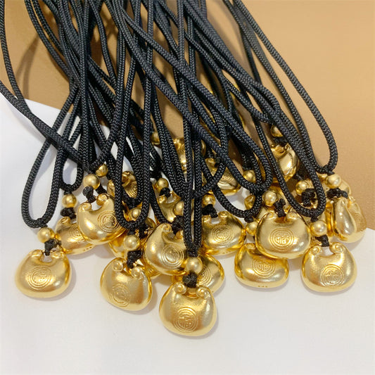 Women's Lock Bag Dumplings Vietnam Placer Gold Necklaces