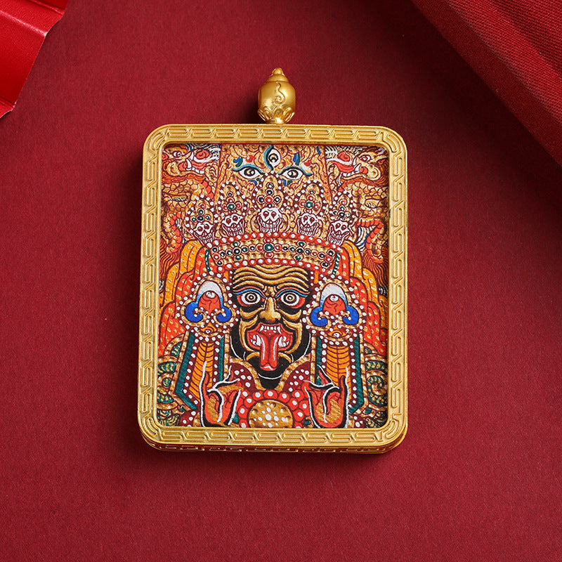 Master Green Tara Tibetan Square Gold Multiple Pendants