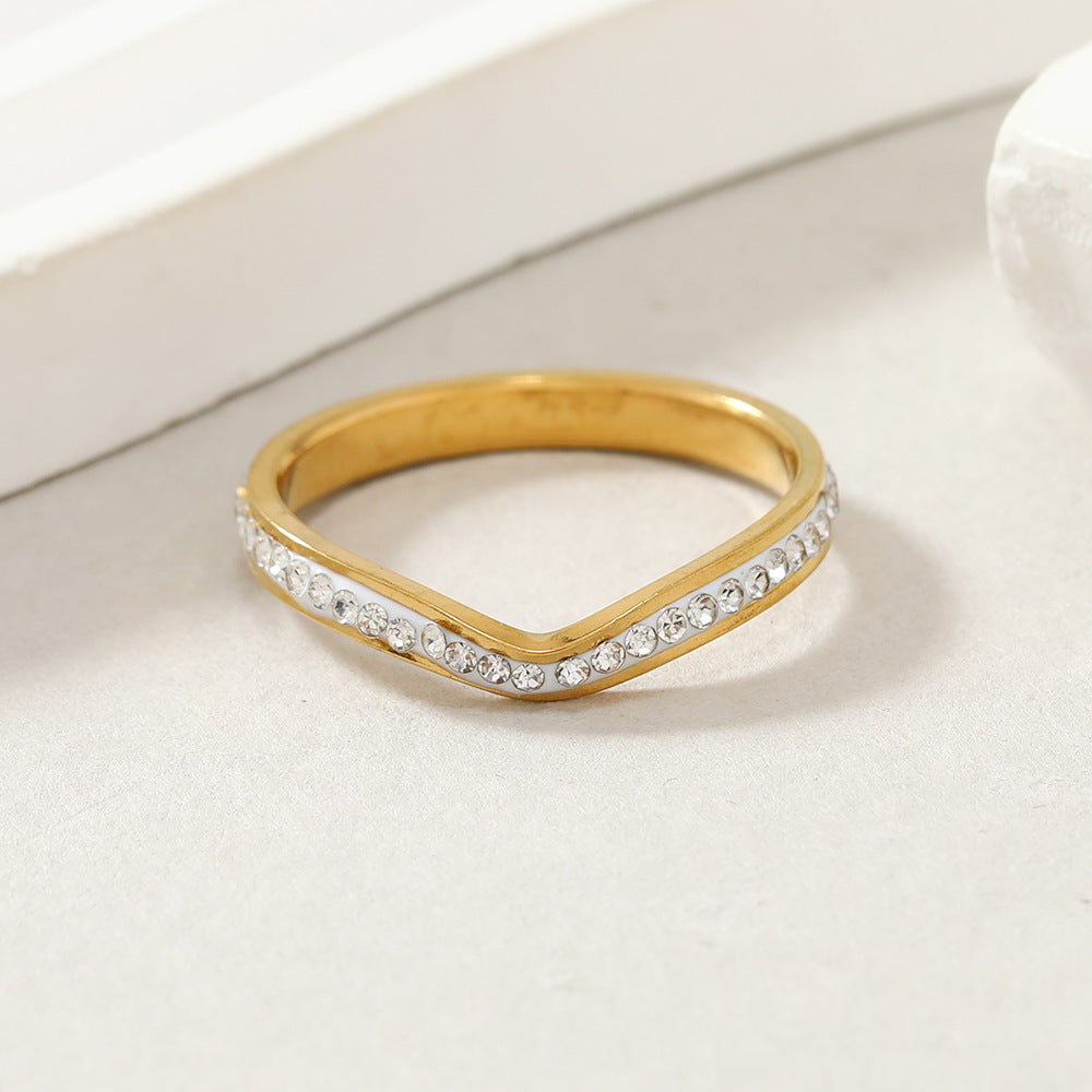 Steel Female Diamond Inlaid Crown Personality Rings