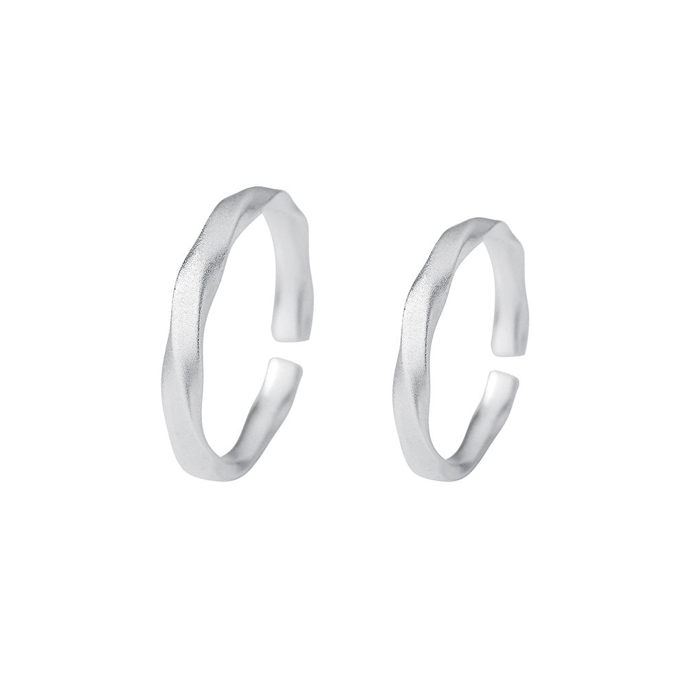 Frosted Twisted Sterling Sier Niche Couple Pure Rings