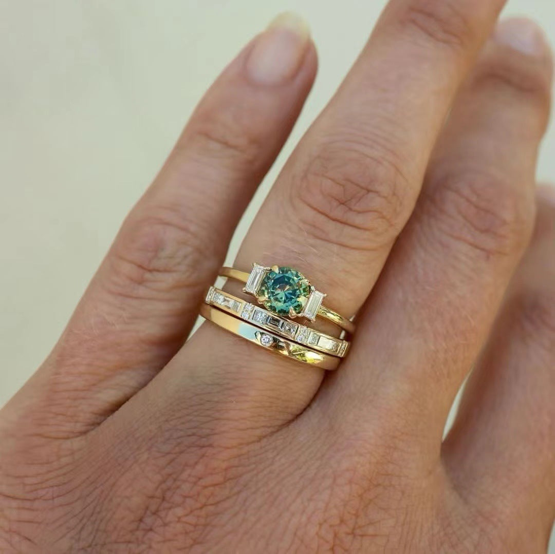 Women's Gold Plated Three-piece Set Engagement Fashion Rings