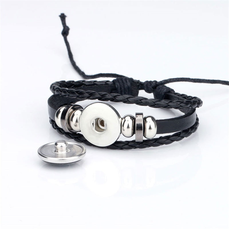 No Time Stone Black Cattle Leather Small Barney Stove Bracelets