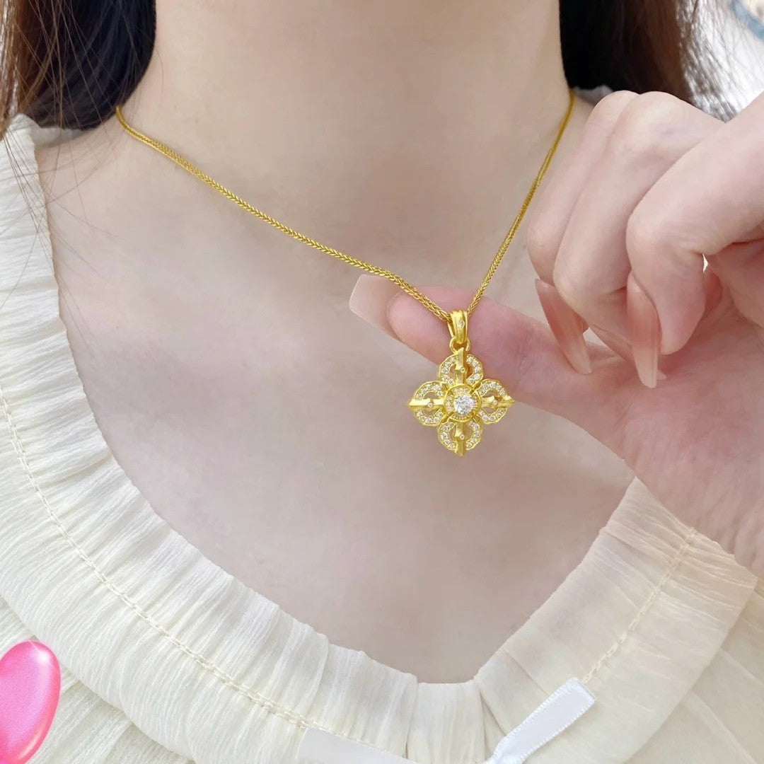 Women's Cross Pestle Zircon Autumn Clover Diamond High-grade Light Luxury Necklaces