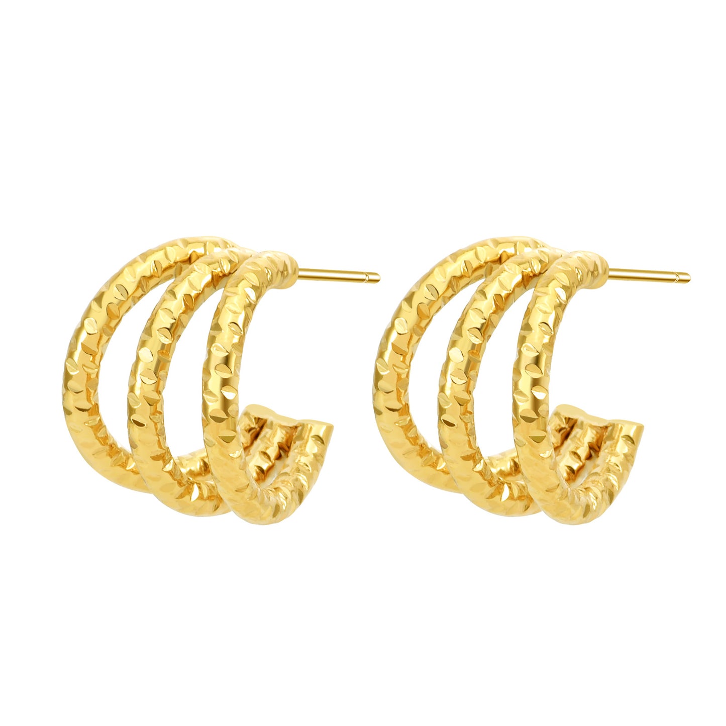 Women's Shaped Titanium Steel Gold-plated Simple Corrugated Earrings