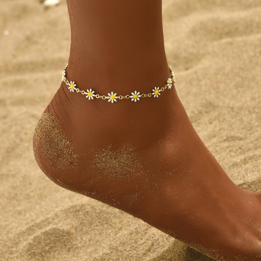 Oil Alloy Flower Anklet Simple Versatile Design Necklaces