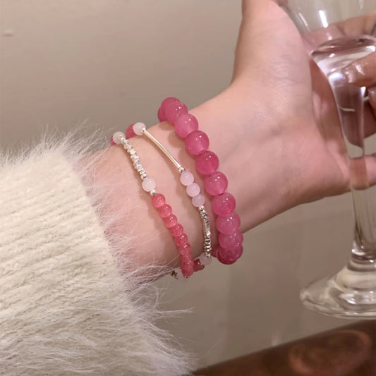 Pink Peach Blossom Crystal Niche High-grade Bracelets