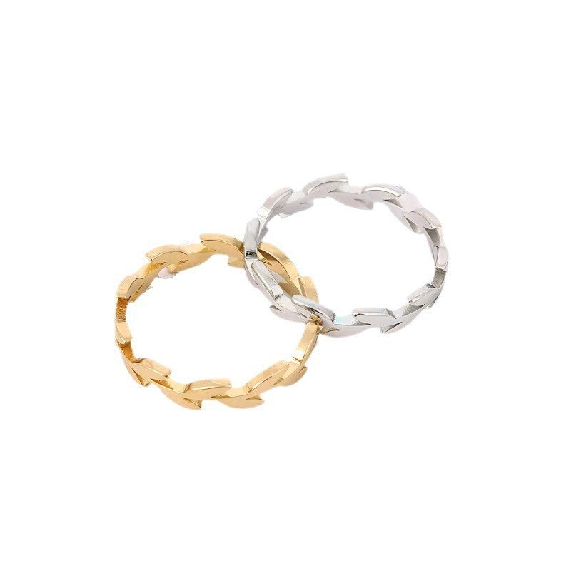 Fashion Simple Fresh Leaves Wheat Female Twin Rings