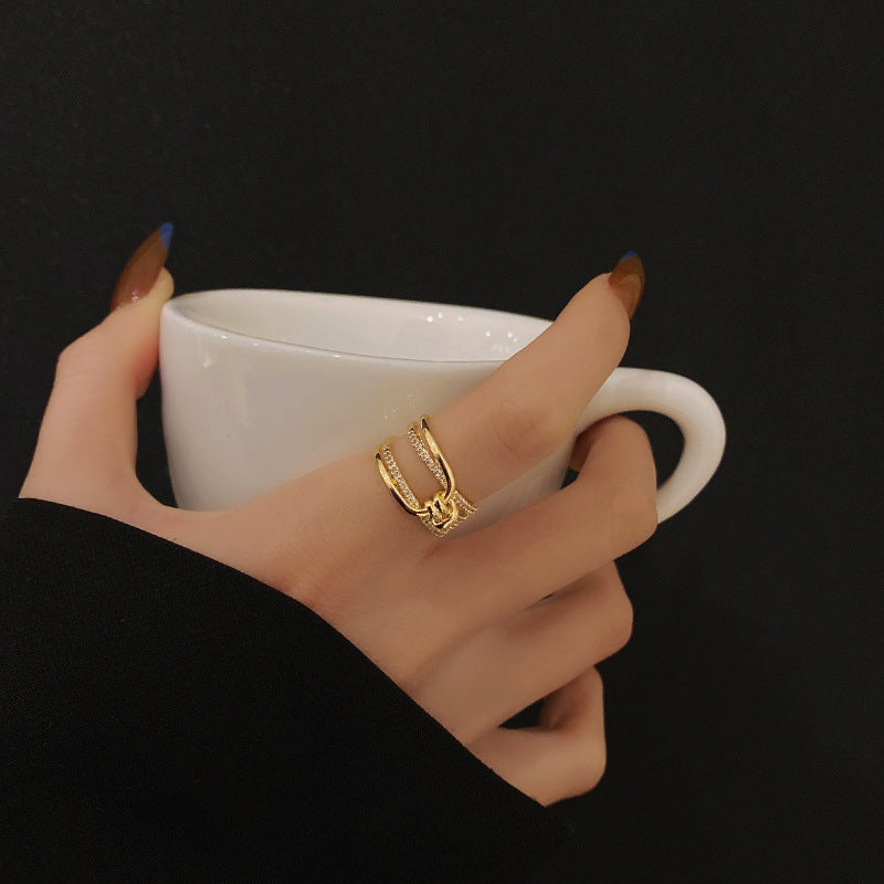 Open Adjustable Pearl Simple Cold Niche Ring