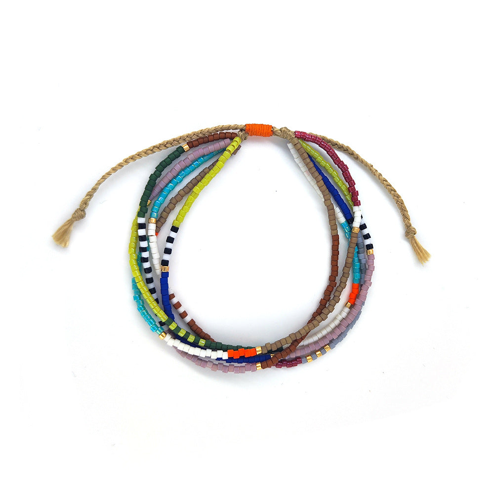 Retro Style Hand-woven Beads Bead Twin Bracelets