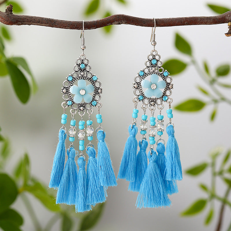 Diamond Tassel Fresh Vintage Scenic Spot Earrings