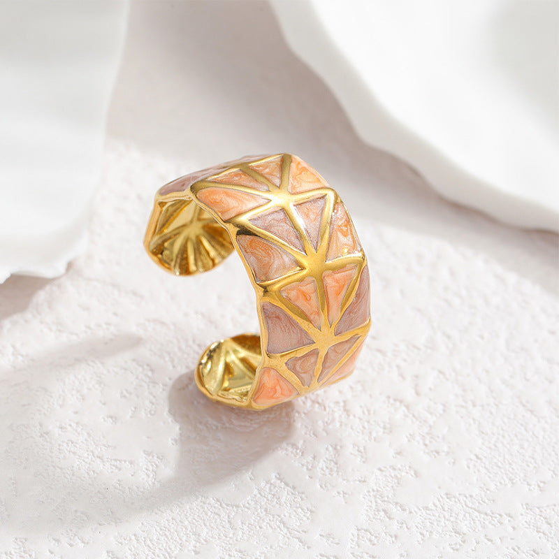 Geometric Irregular Lines Drip Open Fashion Titanium Rings