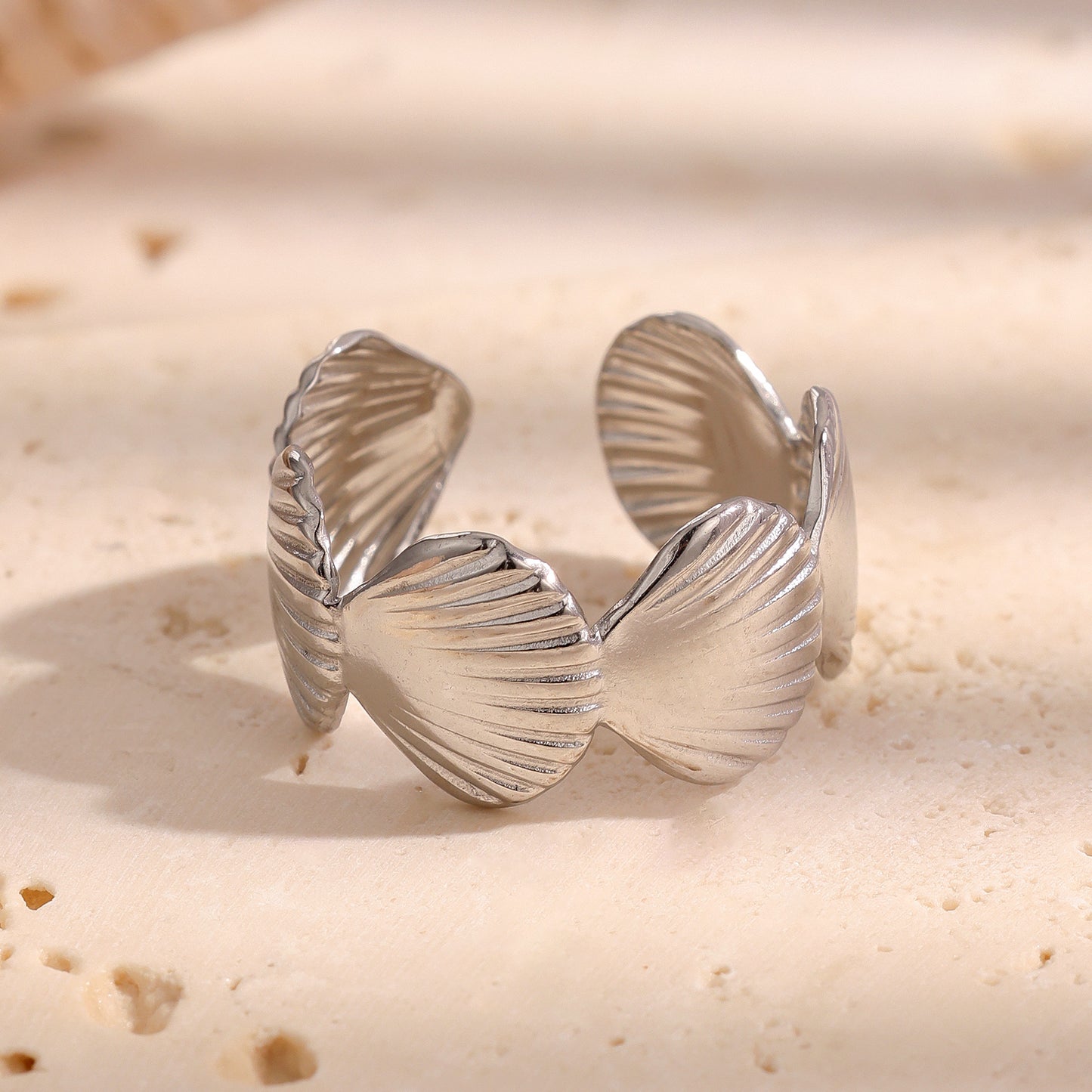 Ocean Style Shell Personality Gold Plating Adjustable Niche Ring