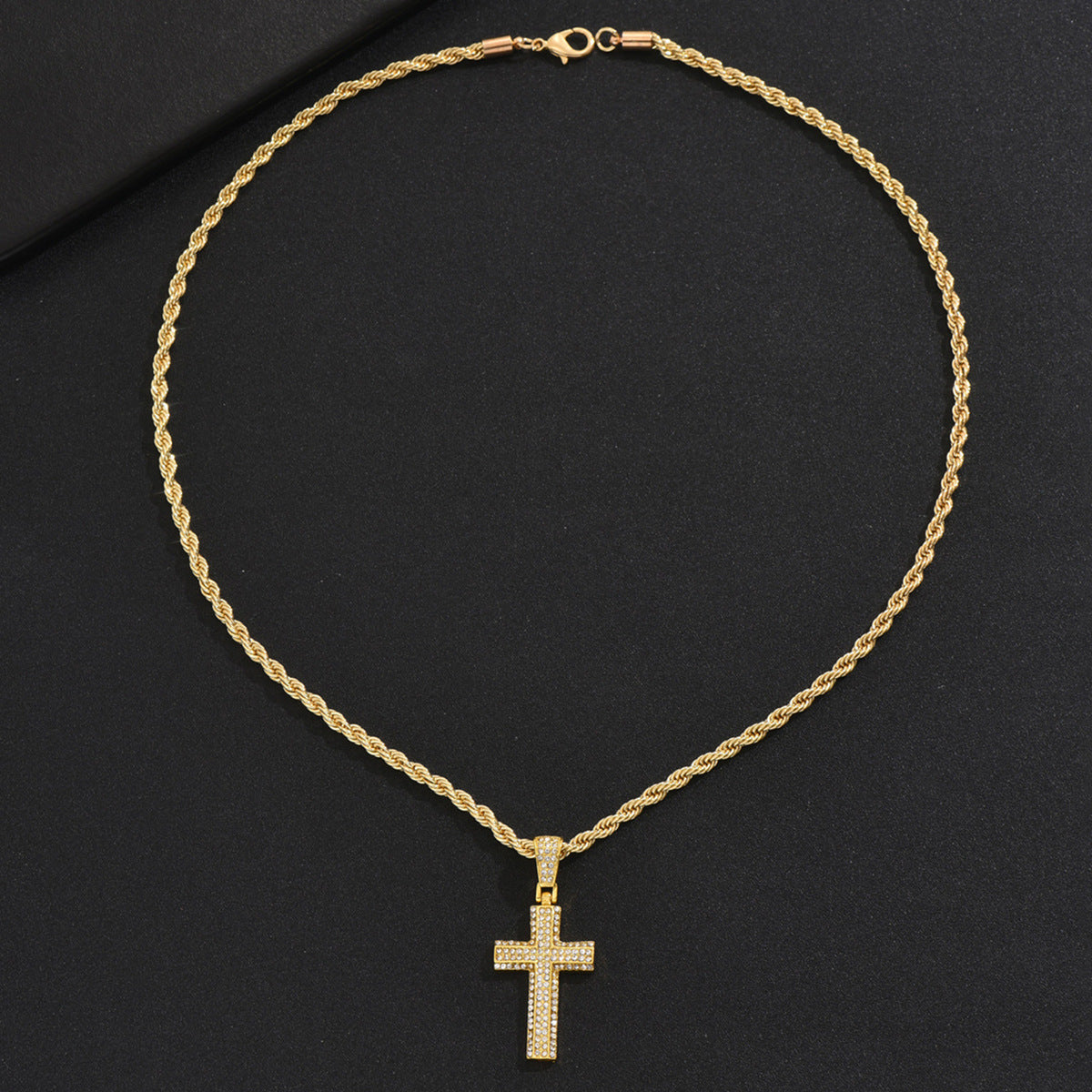Men's Zircon Cross Design Clavicle Chain Hip Necklaces