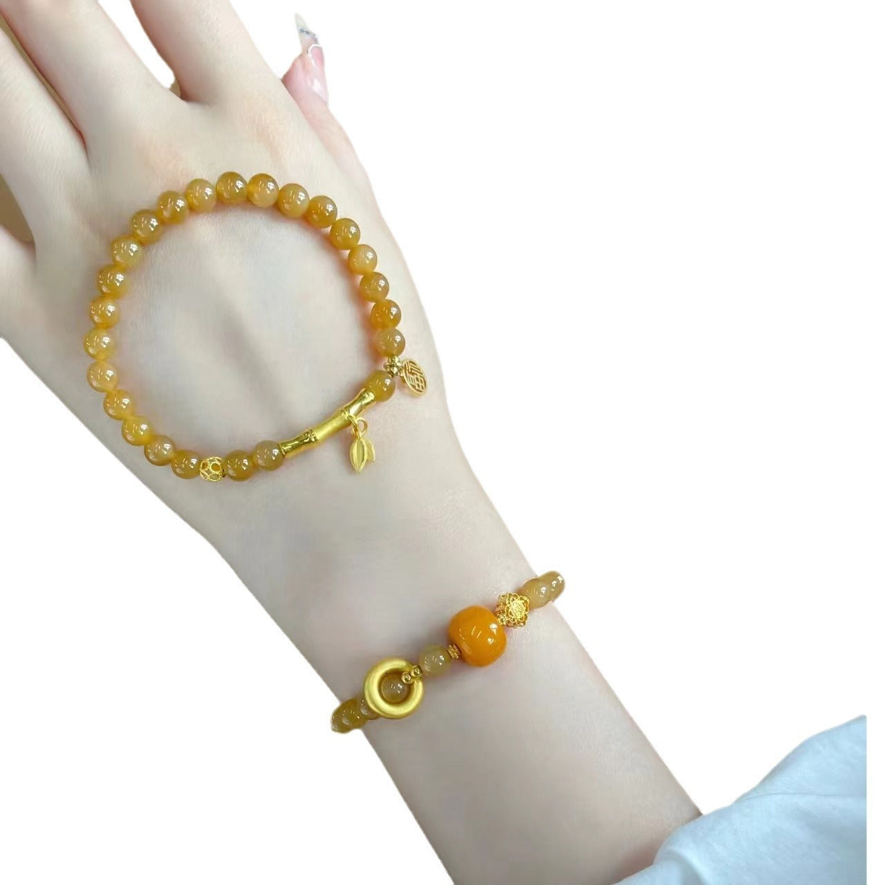 Ancient Style Jade Golden Bamboo Female Temperament Bracelets