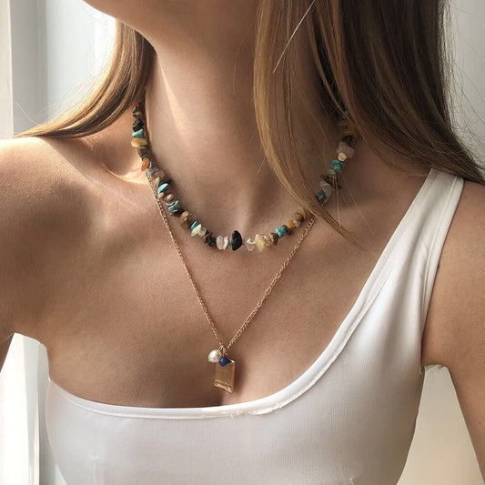 Mixed Color Crystal Female Clavicle Chain Necklaces