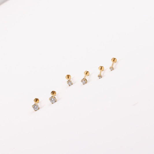 Zircon Elastic Need To Use Vice Adjustable Steel Stud Earrings