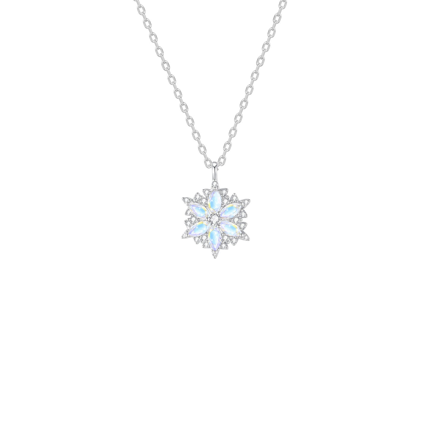 Sier Dreamy Snowflake Bow Bell Female Niche Necklaces