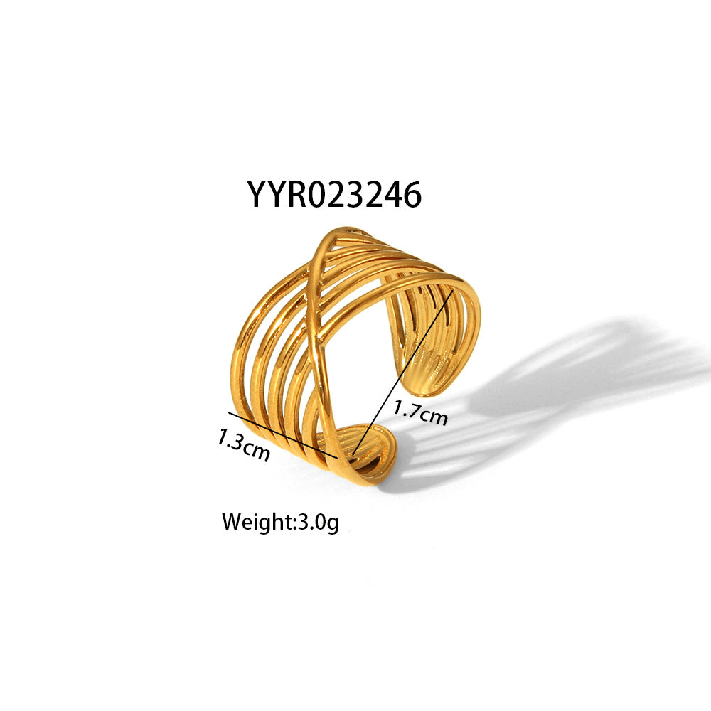 Personalized Golden Trendy Line High Profile Fashion Rings