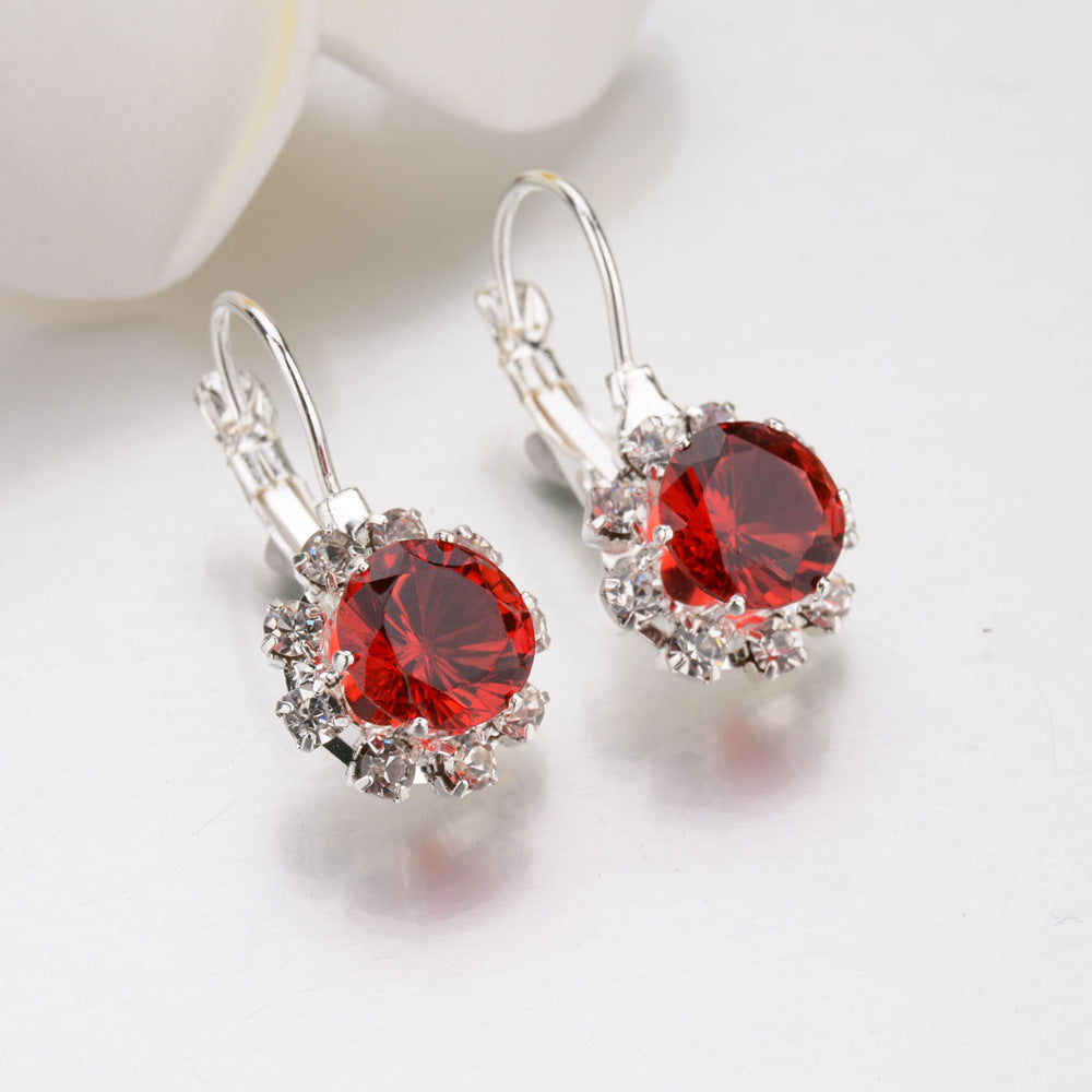 Women's Korean Style Stylish Round Crystal Diamond Earrings