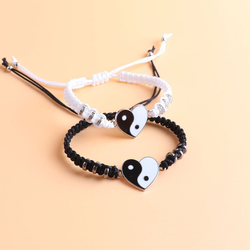 Exquisite Love Black White Appetizer Couple Bracelets