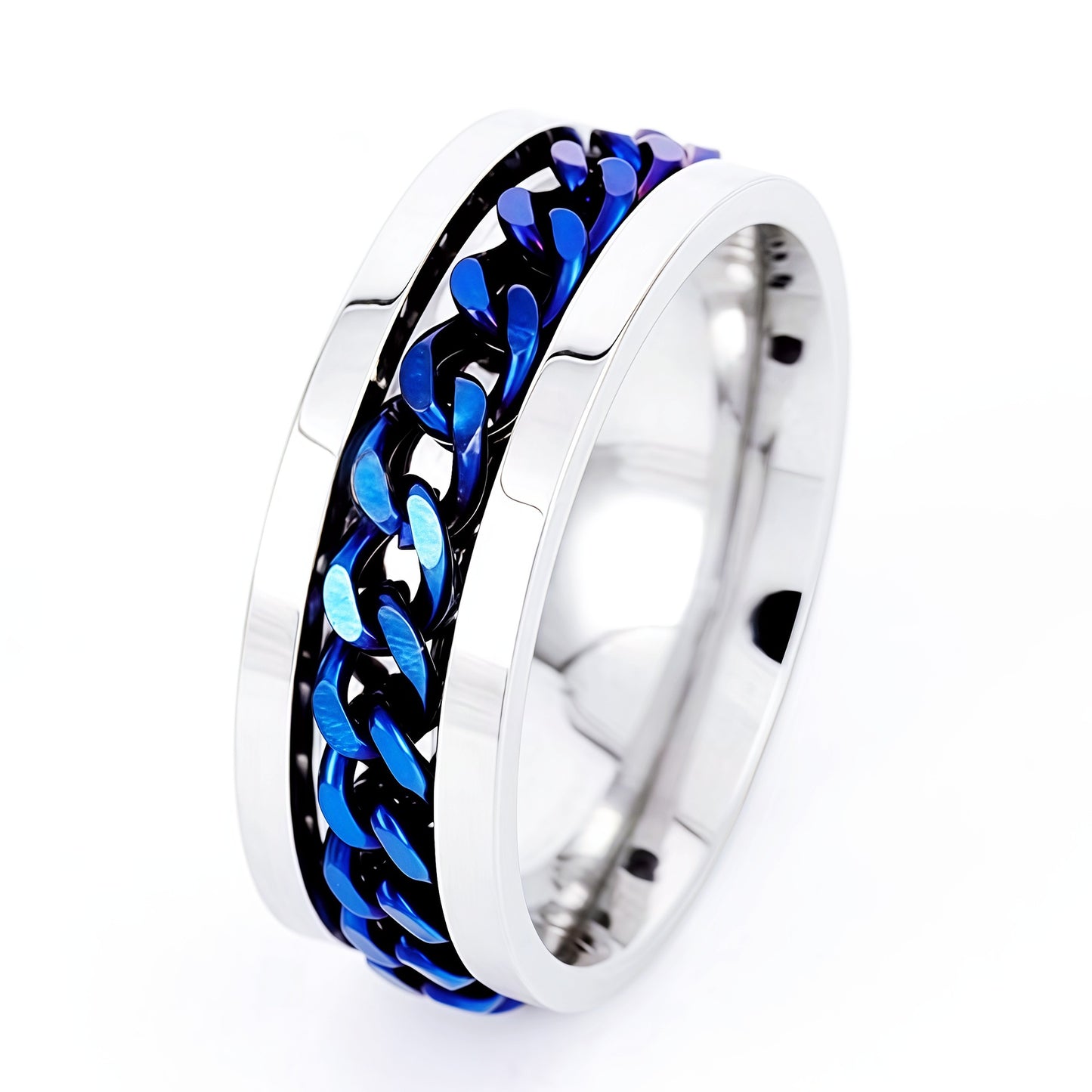 Men's Beer Adjustable Decompression Rotatable Chain Titanium Ring