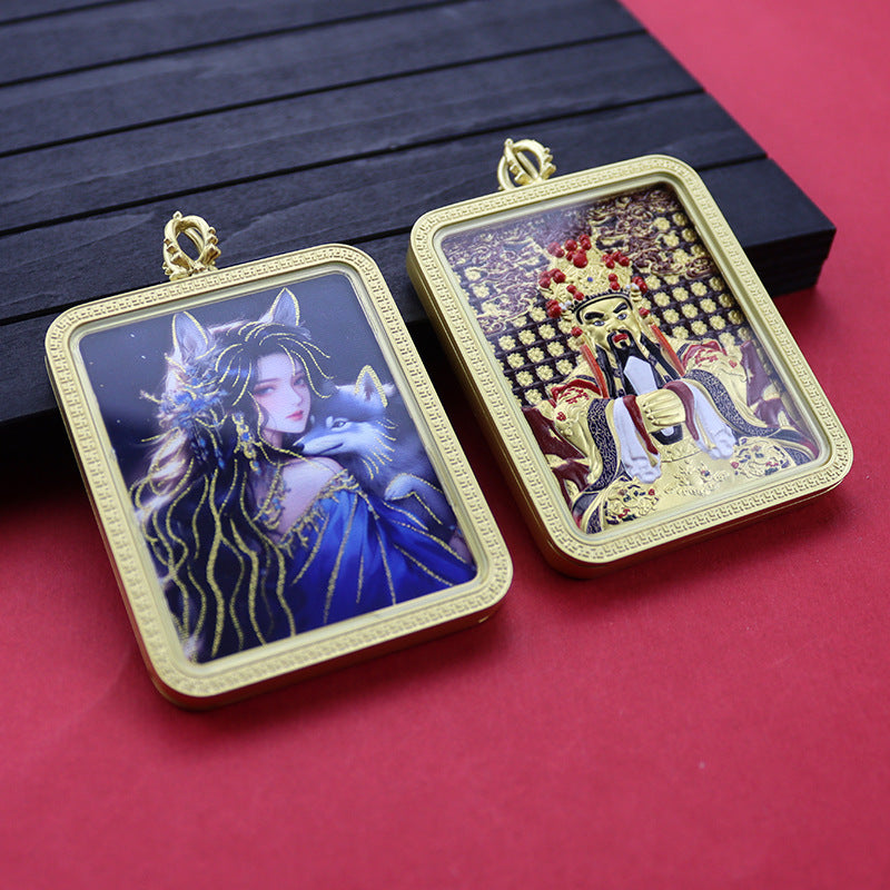 Three-dimensional Five-master Hand Painted Golden Outline Black Gold Pendants